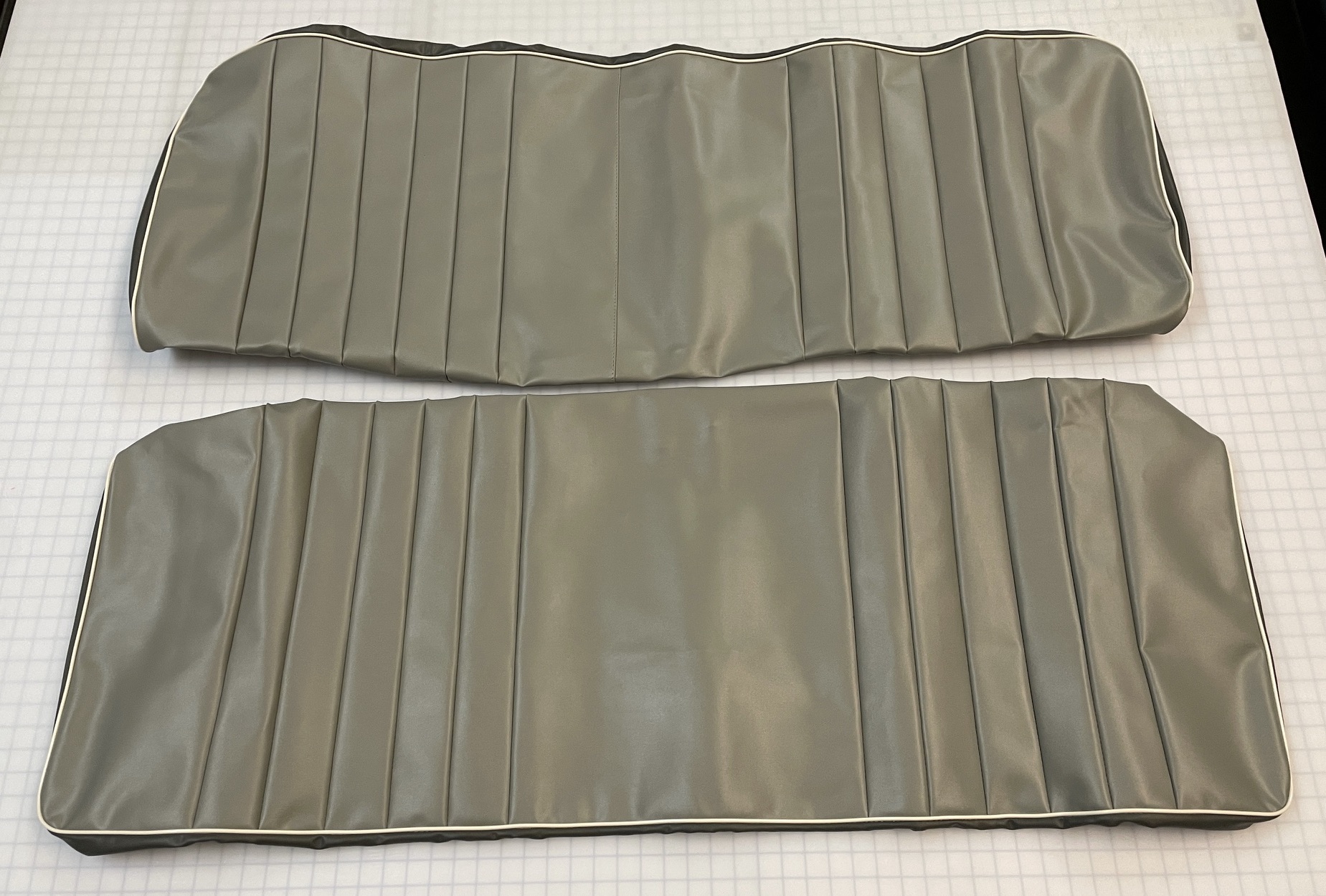 1961 Deluxe Blue Gray & Dark Gray Humpback Bench Front Seat Covers RHD