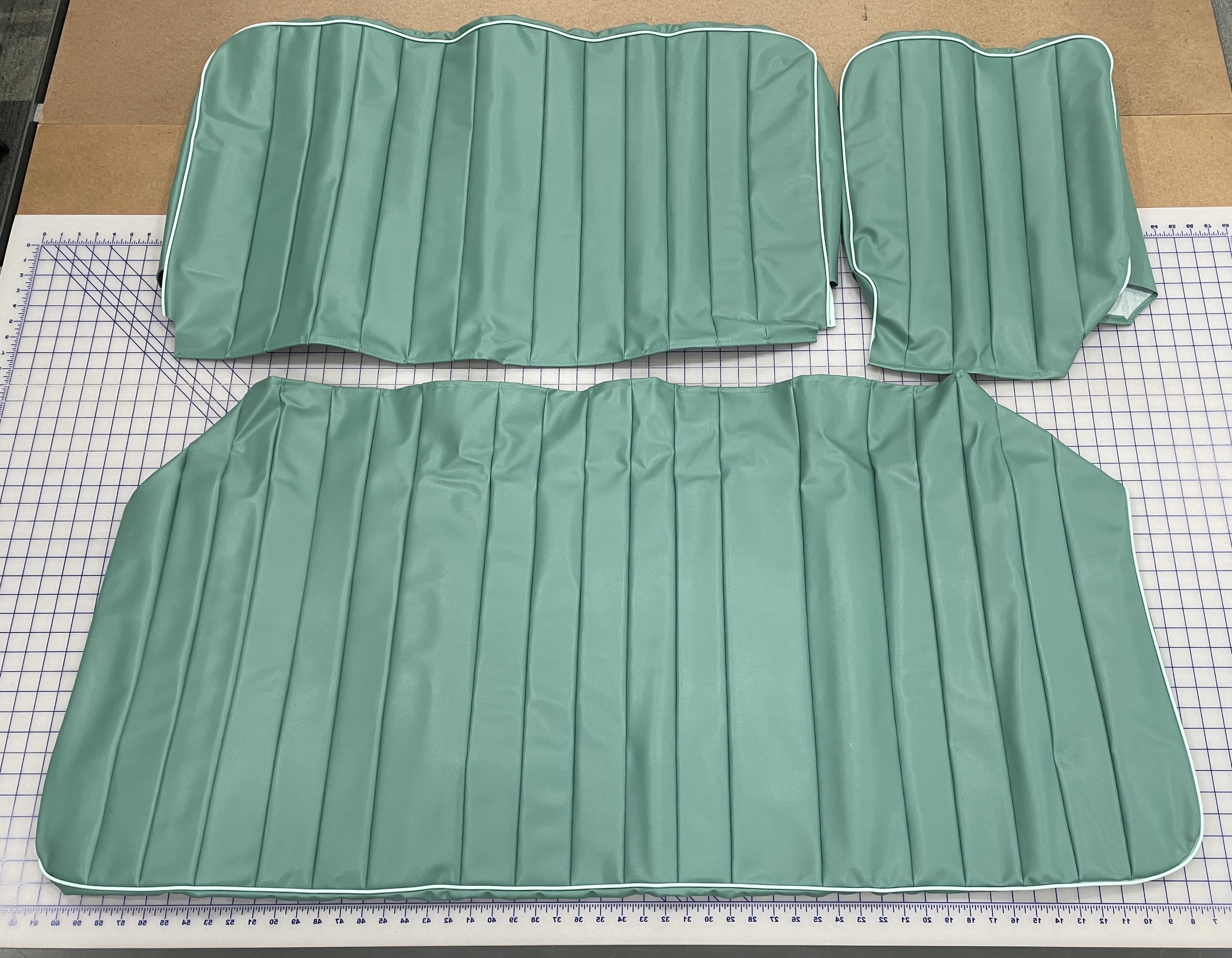 1961-63 Deluxe Como Full Width Middle Seat Covers For Turkis & Blue White Bus RHD