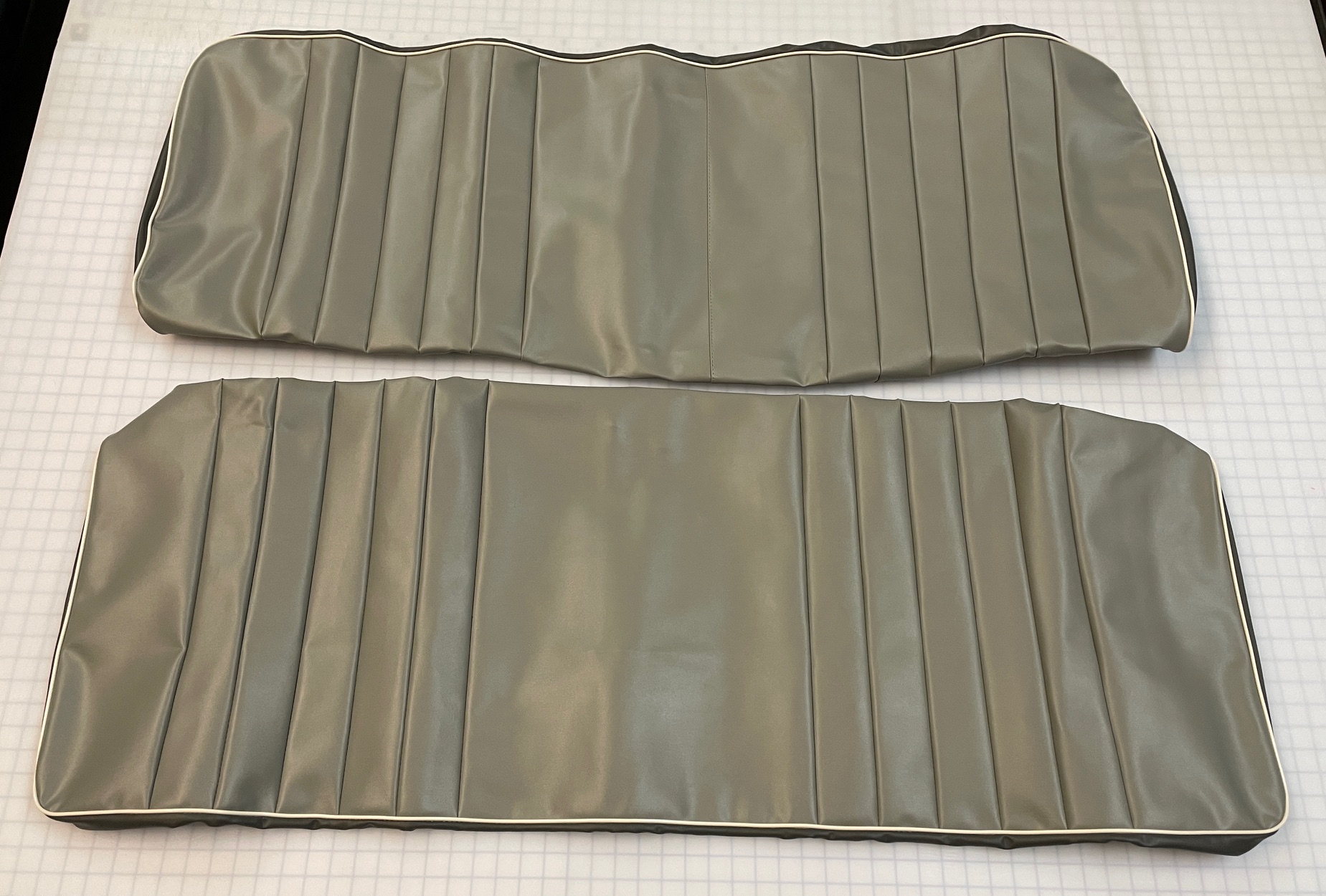 1961 Deluxe Blue Gray & Dark Gray Humpback Bench Front Seat Covers